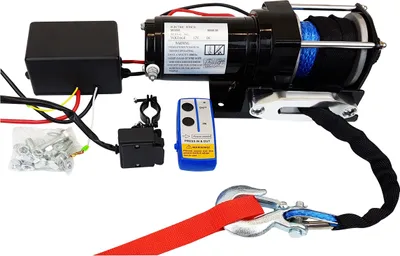 Produktbild von Berger & Schröter | 12V Seilwinde mit Funkfernbedienung, bis zu 2.722 kg Zugkraft, Synthetikseil 12 m, automatischer Bremse & Alu-Seilfenster