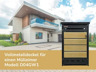 Immagine prodotto di Copri-bidone D04GW1, copertura interamente in metallo, moderno, antracite/marrone