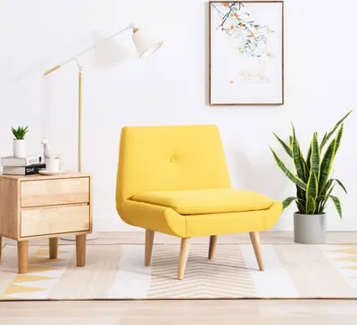 Image de Maison Exclusive - Fauteuil sans accoudoirs jaune tissu
