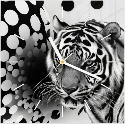 Produktbild von Wanduhr aus Glas mit Motiv Tigerpunkte- 30 x 30 cm - inkl. Aufhängesystem