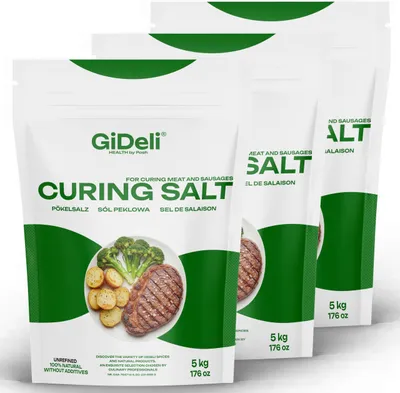 Produktbild von GiDeli Pökelungssalz 3 x 5kg Premium Konservierungssalz für Fleischverarbeitung