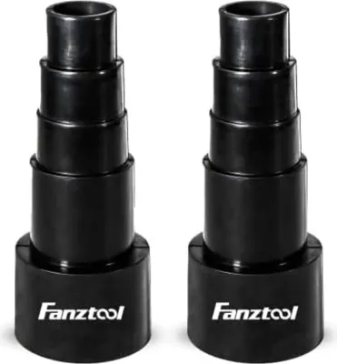 Two black conical adapters with the brand name 'Fanztool' printed on the base of each.