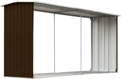 Image de vidaXL Dépôt de bois de chauffage Acier galvanisé 330 x 92 x 153 cm Marron