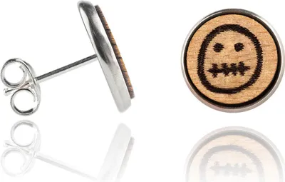 Produktbild von Ohrringe Holzohrstecker Edelstahl Smiley schweigend in Buchenholz