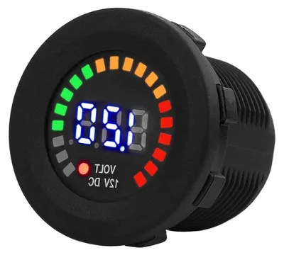 Productafbeelding van Digitale Voltmeter - Accu Monitor - Voertuig Onderhoud - 3-kleuren LED Display - DC 12V - Zwart