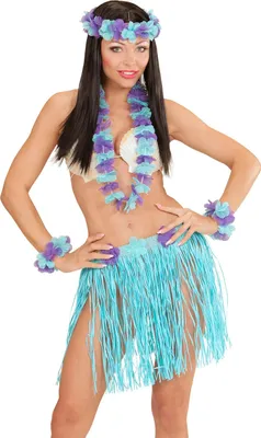 Produktbild von Hawaii-Outfit für Damen himmelblau-violett - Einheitsgröße