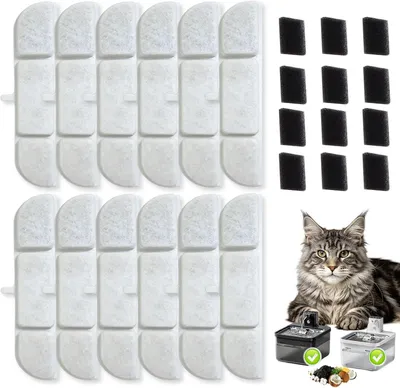 Produktbild von 8 Stück Katzenbrunnen Filter für DownyPaw Trinkbrunnen 2,5 L DPWFP6, Filter für Katzenbrunnen Ersatzfilter, 8 Filter Kartuschen und 8 Schaumstoff Schwämme (8)
