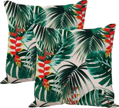 Produktbild von Sqaure Kissenbezüge, 2 Stück, 45cm, Sommer, Dekorative Leinen-Kissenbezüge Für Wohnzimmer, Bauernhaus, Outdoor, Moderne Kissenbezüge Für Sofa, Couch, Stuhl, Bett, 37#