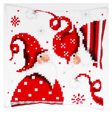 Produktbild von Kreuzstich Kissen Stickerei Set für Anfänger, vorgedruckt, DIY Set für Erwachsene, dekoratives Kissen ca. 40 x 40 cm, Bastelset für Handwerker und Hausdekoration