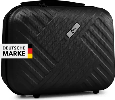 Produktbild von Xonic Kosmetikkoffer Damen – Beauty Case Hartschale für Reisen – Robustes Beautycase Damen mit Tragegriff – Kosmetik Koffer leicht & stabil – Beautycase Damen Hartschale (Schwarz)