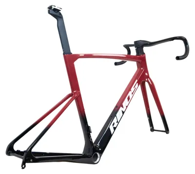 Obrázok produktu pre RINOS Rámová sada s vidlicou, sedlovou tyčou a riadidlami z karbónového vlákna T800 pre cestný bicykel Čierno-červená S