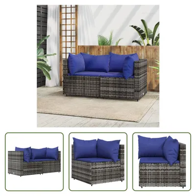 Produktbild von The Living Store Garten-Ecksofas mit Kissen 2 Stk. Grau Poly Rattan