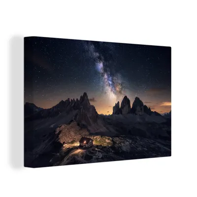 Produktbild von OneMillionCanvasses® - Leinwandbilder - 150x100 cm, Dolomiten - Sternenhimmel - Italien, Wandbilder Kunstdruck Wanddekoration