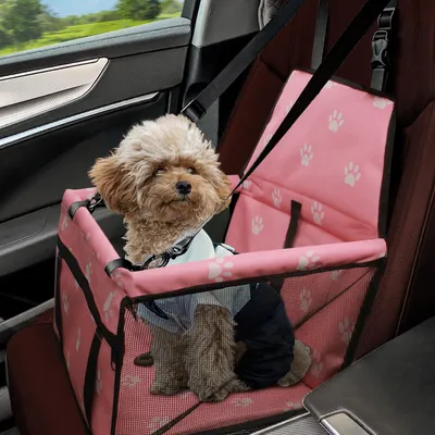 Produktbild von Hunde Autositz Verstärkt Atmungsaktiv Waschbar Faltbar 40x32x24cm Rosa