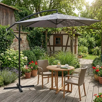 Produktbild von Sekey Ampelschirm Ø300cm Sonnenschirm UV50+ mit Kurbel & Kreuzständer Gartenschirm