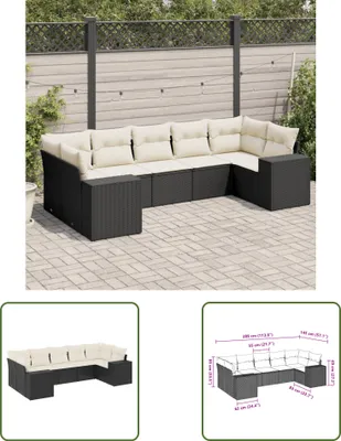 Produktbild von The Living Store 7-tlg. Garten-Sofagarnitur mit Kissen Schwarz Poly Rattan