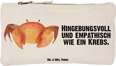 Produktbild von Mr. & Mrs. Panda Kulturtasche Sternzeichen Krebs Größe S Klein - Weiß - Geschenk, Etui, beauty case, Meer, Federtasche, Federmappe, Mäppchen, kosmetiktäschchen, Krebse