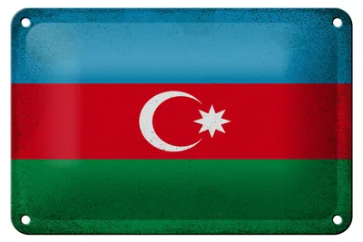 Produktbild von Blechschild Flagge Aserbaidschan 18x12cm Azerbaijan Vintage