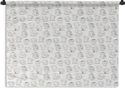 Produktbild von MuchoWow® Wandteppich Wandbehang Elefant - Schnittmuster - Baby 150x112.50 cm Tapisserie Dekoration Wandtuch - Wanddecke - Wandteppiche