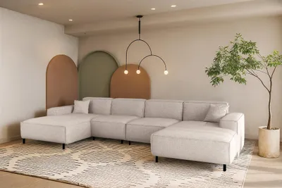 Produktbild von Wohnlandschaft Sofa U-Form GLORIA in Stoff Artico Creme