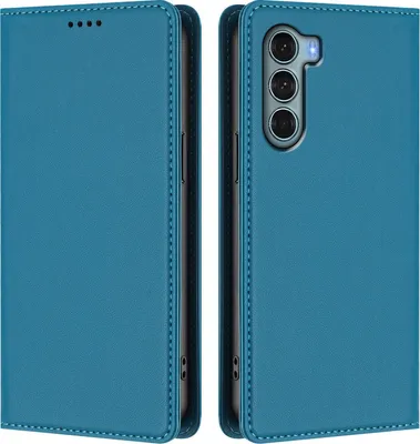 Produktbild von Handyhülle für Motorola Moto G200, Kunstleder Klapphülle Stoßfeste Magnetische Hülle mit Ständer Blau