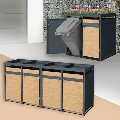 Obrázek produktu pro ML-Design box na odpadky se stříškou na květináč pro 4 koše 240L 264x80x124 cm ocelový