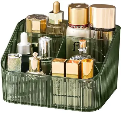 Produktbild von Unyqoos® Transparenter Acryl-Kosmetik-Organizer 17,5 x 15 x 11 cm, 5 Fächer für Make-up, Pinsel, Lippenstifte & Pflegeaccessoires