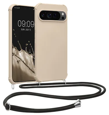 Produktbild von kwmobile Necklace Case kompatibel mit Google Pixel 9 Pro XL Hülle - Cover mit Kordel zum Umhängen - Silikon Schutzhülle Creme