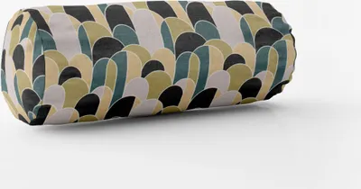Produktbild von SCHÖNER LEBEN. Kissenhülle Retroformen Geometrie grün petrol schwarz Größe 15x40cm (ØxB) Nackenrolle 15x40cm (ØxB) Nackenrolle Größe