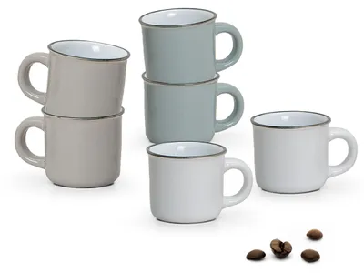 Immagine prodotto di Set di 72 tazze da caffè espresso in Vetroceramica moderna bianco beige grigio 50 ml