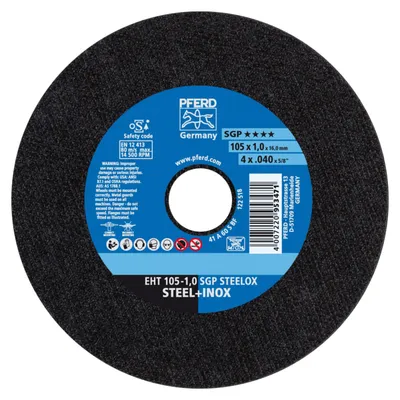 Produktbild von PFERD 61330012, Schneidedisk, Edelstahl, Stahl, 10,5 cm, Jede Marke, Flache Mitte, 1,6 cm