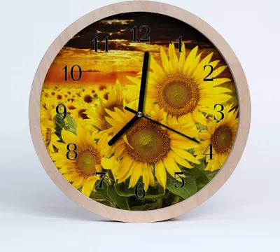 Produktbild von Holzuhr 30fi cm wanduhr - Sonnenblumen Blumen