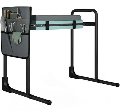 Produktbild von Outsunny Kniebank Klappbar Gartenhocker mit Kniekissen, Werkzeugtaschen Grau