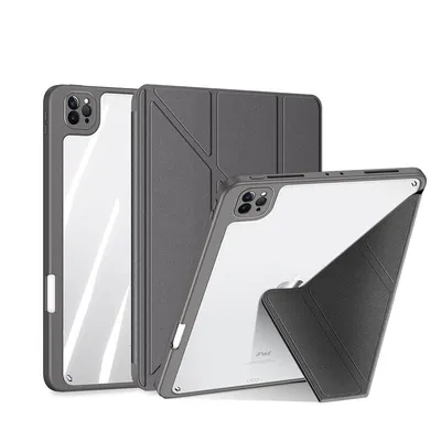 Produktbild von Hülle für iPad8/9/10/11 10.2, Multifunktionale iPad Hülle mit abnehmbarem Cover, Ständer, Stifthalter, transparent, Grau