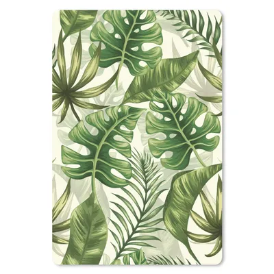 Produktbild von MuchoWow® Mauspad Mousepad Monstera - Illustration - Weiß - Mädchen - Kinder - Jungen 18x27 cm - Mousepads - Maus Mat - Pad - Mausunterlage