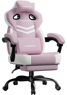 Immagine prodotto di Sedia da gaming - Sedia da ufficio ergonomica - Regolabile in altezza - Schienale reclinabile da 90° a 155° - Poggiapiedi - Imbottitura in memory foam - Rotella girevole - Rosa