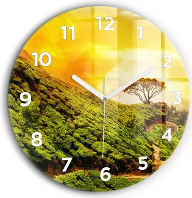 Produktbild von Wallfluent Große Wanduhr – Stilles Quarzuhrwerk - Uhr Dekoration Wohnzimmer Schlafzimmer Küche - Zifferblatt - weiße Zeiger - 60 cm - Tee-Hügel