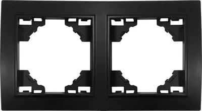 Produktbild von Rahmen 2-Fach für Steckdosen Schalter Unterputz 153x82x8mm horizontal Schwarz Matt