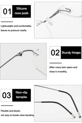 Produktbild von Lesebrille mit Blaulichtfilter, randlos, ultraleicht, verschiedene Stärken, für Bildschirmarbeit
