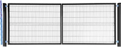 Zdjęcie produktu dla BRAMA 150cm czarna PANELOWA dwa SŁUPKI RAL9005 dwuskrzydłowa 153cm