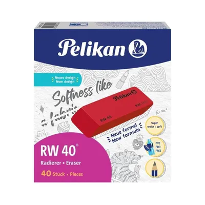 Immagine prodotto di Pelikan Radierer RW40, Rot, Schachtel mit 40 Stück