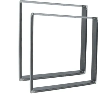 Two metal table legs are shown against a white background.