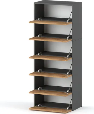 Produktbild von Schuhschrank für den Flur | Schuhregal modular | Schrank mit Platz zum Aufbewahren von Schuhen Schuhbank mit die Klappe GRAU MATT WOTAN Schuh-Kommode