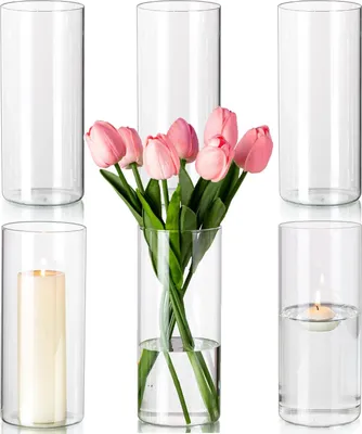 Produktbild von Gläserne Zylindervasen Set 19cm hoch für Tischdeko und Hochzeit