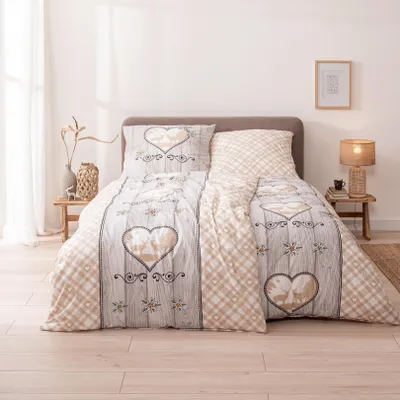 Produktbild von Landhaus Renforce-Bettwäsche 80x80 + 135x200 cm · 2-teilig · Holzoptik-Design - 100% Baumwolle