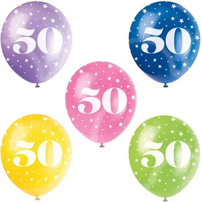 Produktbild von Unique Luftballons 5 Stück für den 50. Geburtstag 30 cm Durchmesser Helium geeignet