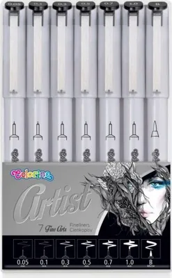 Obrázok produktu pre Súprava liniek pre umelcov - Fineliner 7 hrotov (0,05, 0,1, 0,3, 0,5, 0,7, 1,0, štetec)