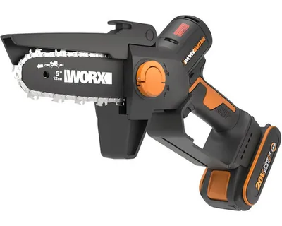 Produktbild von WORX WG325E Nitro Profi Mini Akku-Kettensäge 20V - Einhand Ast-Säge - starker Brushless Motor - 12cm Schnittlänge - leicht & kompakt - automatische Kettenschmierung - inkl. 2Ah Akku & Ladegerät
