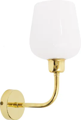 Produktbild von Wandlampe Messing Glas H: 28,5 cm in poliert Weiß E27 Vintage Design