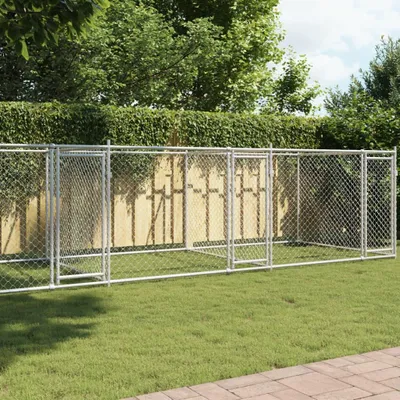 Produktbild von vidaXL Hundezwinger mit Türen Grau 8x2x1,5 m Verzinkter Stahl